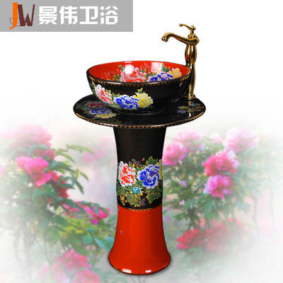 匠心独运的浴室艺术 景伟景德镇卫浴手绘立柱盆JW-1017与实用主义之选